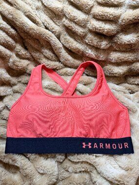 Under Armour Armour Mid Crossback Sports Bra Coral Navy Size M